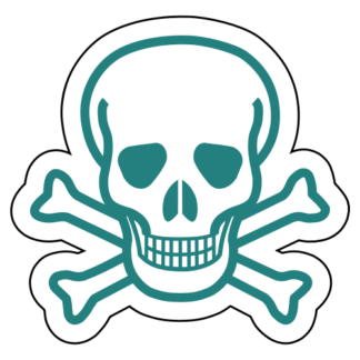 Skull Cross Bones Sticker (Turquoise)